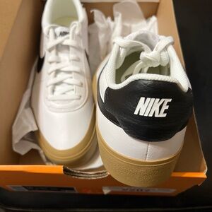Nike White and Black Shoes with Tan Soles